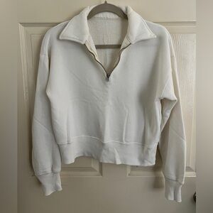 Re/Done Quarter Zip White Sweatshirt